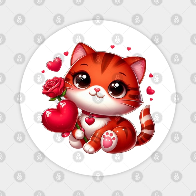 Perfect Valentine, Love Cat Magnet by Creatifly Graphic Tees